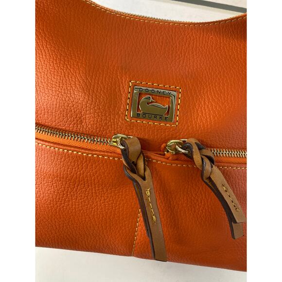 DOONEY & BOURKE MEDIUM ORNAGE PEBBLLED LEATHER SHOULDER BAG - Picture 7 of 16